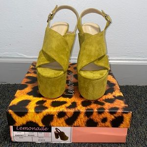 LEMONADE Suede open toe chunky platform heel 7.5